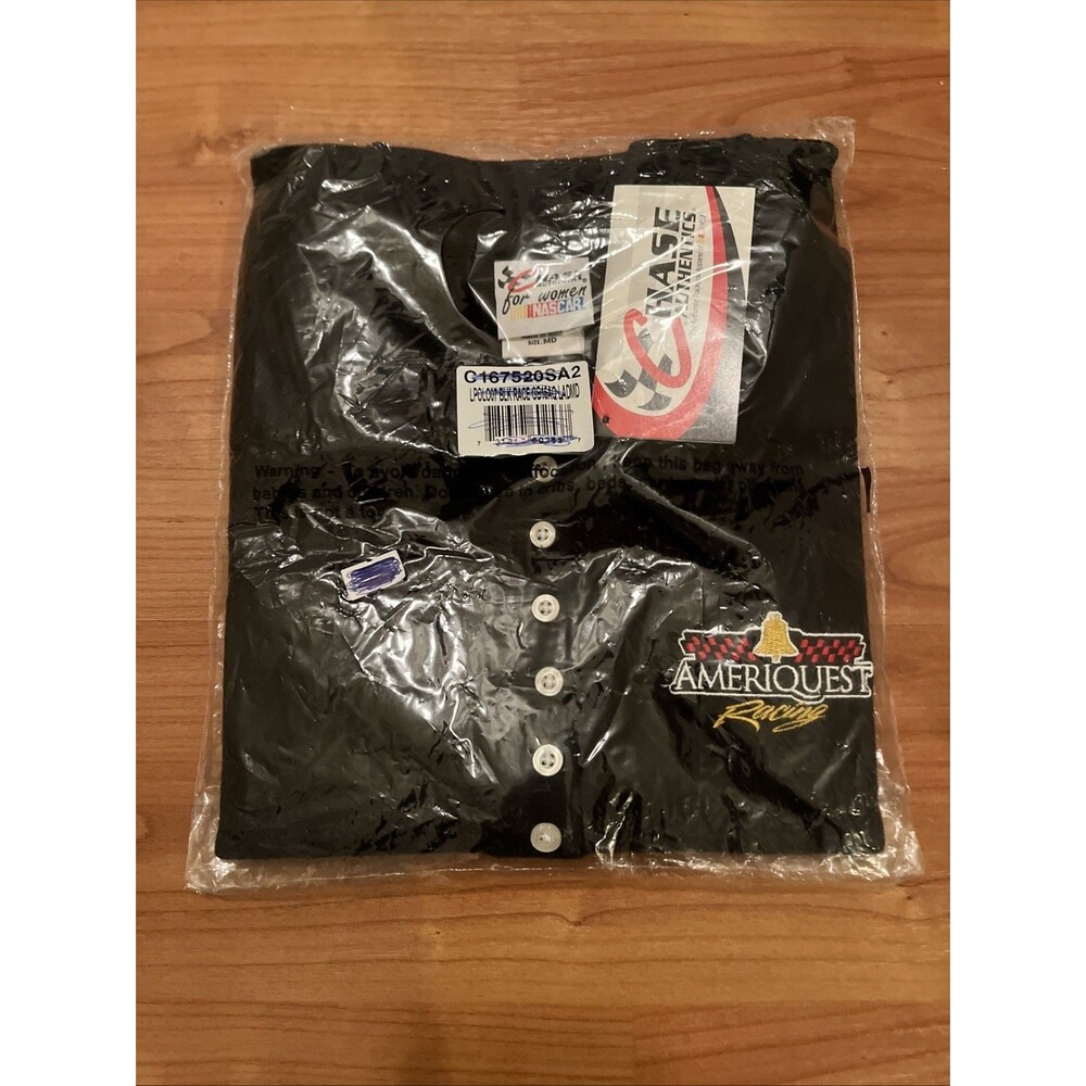 Vtg Chase Authentics Nascar Women's Polo Shirt "Ameriquest Racing" Size M Black